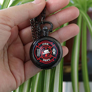 Кишеньковий  годинник  fire dept. на цепочці Бронза Чорний