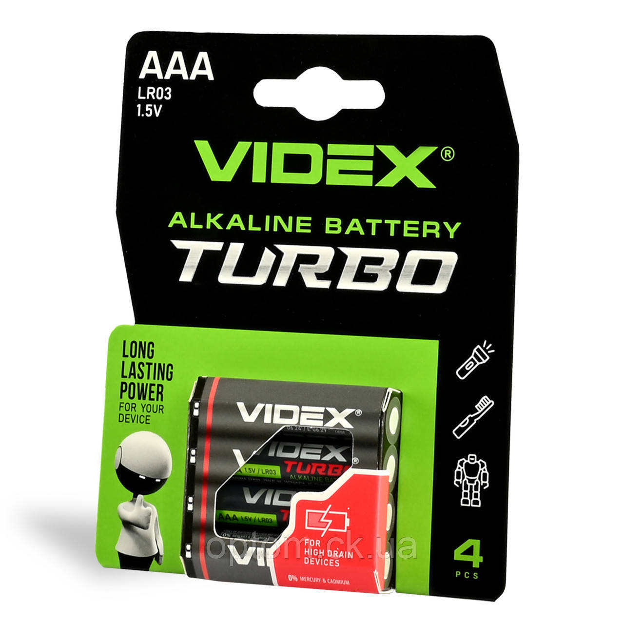 Батарейка Videx LR03 (AAA) Turbo blister 4pcs