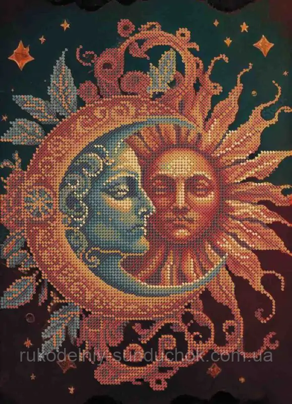 Схема для вишивання бісером ТМ Acorns Сонце і Місяць А4-К-1598, фото 1