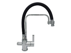 Змішувач для кухонної мийки MILLZ під фільтр з гнучким чорним виливом B.2405.0002 хром 1/10