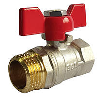 Кран кульовий 1/2" ВЗ нікель червоний метелик ЕСО 24/240