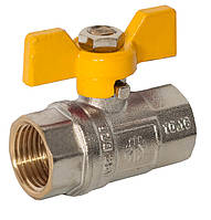 Кран кульовий 1/2" ВВ жовтий метелик,з проточкою ASСO PN40  1/39