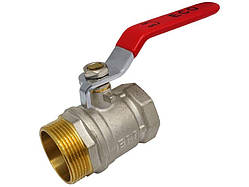 Кран кульовий 2" ВЗ нікель червона ручка ЕСО 2/16