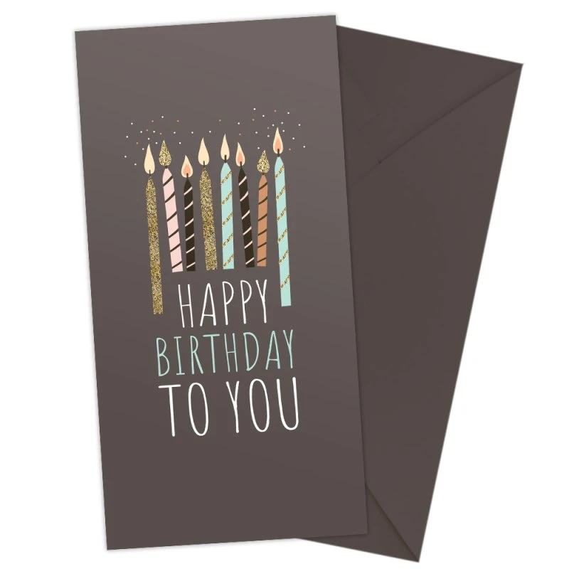 Паперовий конверт на гроші "Happy Birthday зі свічками" 1шт.