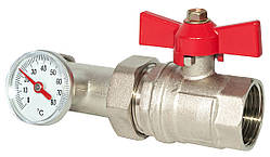 Кран для колектора з термометром прямий 1" ASCO