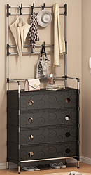 Підлогова вішалка для одягу з полицею для взуття 2 в 1, 4 полиці метал + пластик SKLM-28