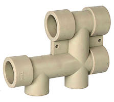 Водорозподільний блок (нижнє підключення радіатора) 25х20 Tebo сірий 6/60