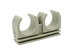 Кліпса подвійна PPR Ø20 сірий колір ASCO® 50/500шт