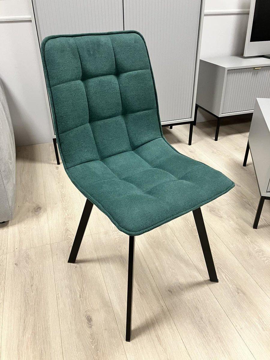 Кухонний стілець смарагдового кольору EARI TEX, обідній стілець із м'яким сидінням, зручний стілець для дому та кафе, фото 1