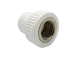 Муфта комбінована з внутрішньою різьбою PPR Ø20x1/2" білий колір ASCO® 40/200шт