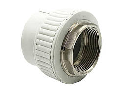 Муфта комбінована з внутрішньою різьбою під ключ PPR Ø63x2" білий колір ASCO® 4/16шт