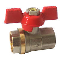 Кран кульовий 1/2" ВВ нікель червоний  метелик STA 15/150