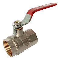 Кран кульовий 1/2" ВВ нікель червона ручка STA 15/150