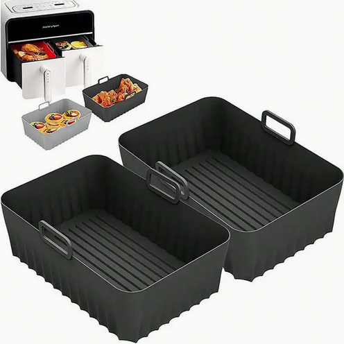 Силіконові форми вкладиші для фритюрниць ребристих 2 шт SAM-22-2 чорний 21.5см, фото 1