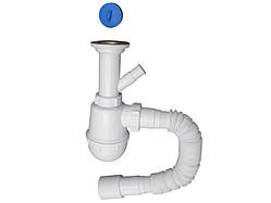 Сифон для мийки 11/2"х40 з литим випуск,з відводом для пралки,гофротрубою 40х40/50 MILLZ 1/40