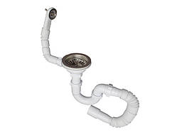 Сифон для мийки 3 1/2"х40 з різьб.випуск.,ПРЯМОТОЧН,г-трубою 40х40/50 та гнучк.кругл.переливом MILLZ