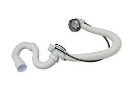 Сифон для ванни прямоточний,напівавтомат.,(трос 580мм, хром) та гофротрубою 40х40/50 MILLZ  1/30