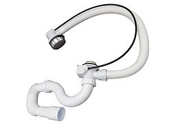 Сифон для ванни прямоточний, напівавтомат.,(трос 780мм, хром) та гофротрубою 40х40/50 MILLZ  1/30