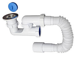 Сифон для душ.кабіни з ревізією, з випуском та гофротрубою 40х40/50 MILLZ  1/50