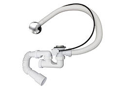 Сифон для ванни з ревізією,напівавтомат.,(трос 780, ручка хром) та гофротрубою 40х40/50 MILLZ  1/30