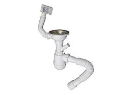 Сифон мийка 3 1/2"х40 різьб.випуск, відвід пр.маш., гофротруба 40х40/50 прямокут.перелив MILLZ 1/30