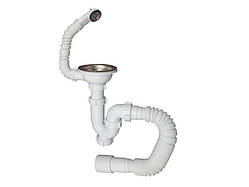 Сифон мийка 3 1/2"х40 різьб.випуск.,ПРЯМОТОЧН., ревізія, гофротруб. 40х40/50 круглий перелив  MILLZ