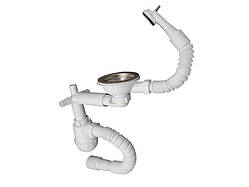 Сифон мийка 3 1/2"х40 телеск, різьб.вип, відвід пр.маш і посуд, гофр 40х40/50 кругл.перелив  MILLZ