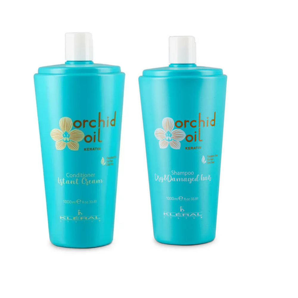 Набір для догляду за сухим та пошкодженим волоссям Kleral KS ORCHID OIL KERATIN Шампунь 1000 мл + Кондиціонер 1000 мл