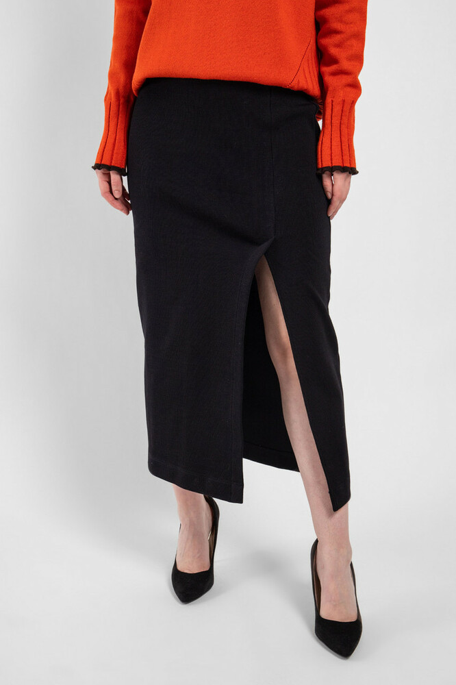 Спідниця жіноча класична міді трикотажна чорна Marshal Wolf MKMO-165, фото 1