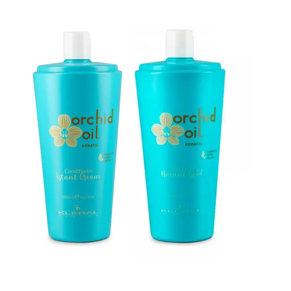 Набір для догляду за волоссям Kleral ORCHID OIL KERATIN: Шампунь HAVANE GOLD 1000 мл + Кондиціонер 1000 мл