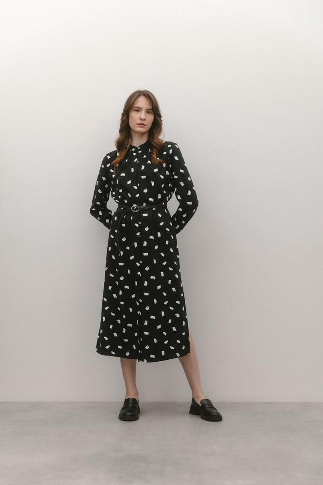 Сукня жіноча вільна з розрізами по бокових швах чорна Modna KAZKA MKAZ6504-2, фото 1