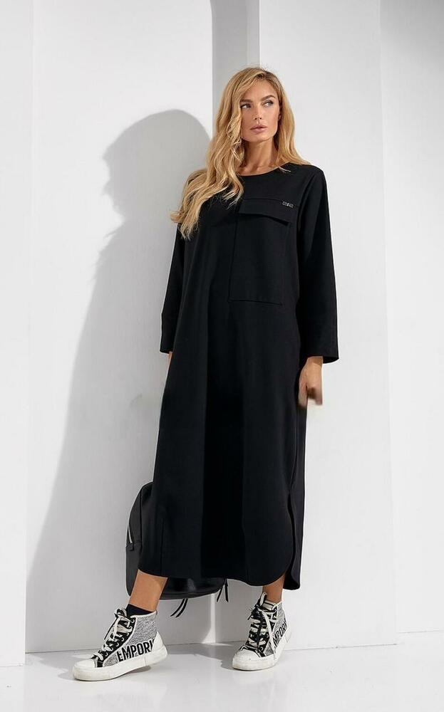 Сукня жіноча міді чорна трикотажна МУЗА Modna KAZKA MKSN2297-1, фото 1