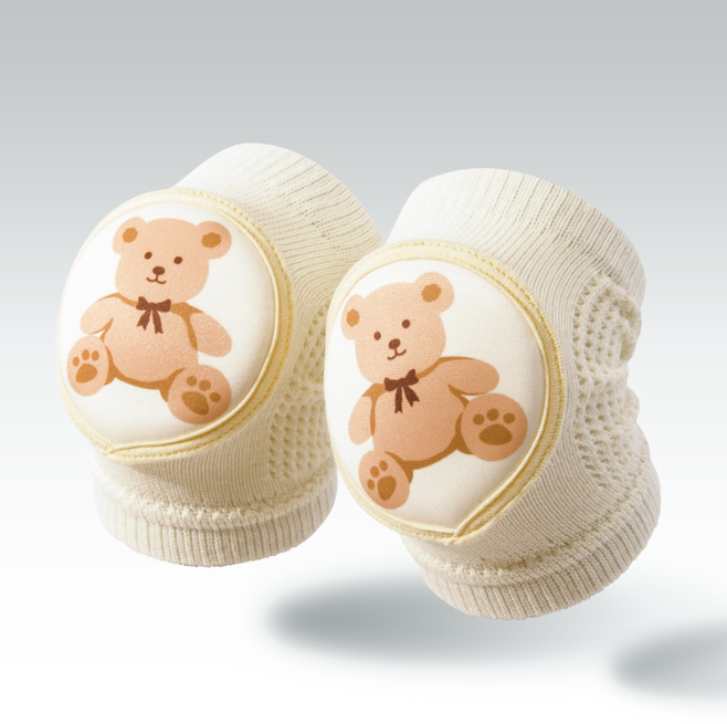 Дитячі трикотажні наколінники "ведмедик Тедді" бежевого кольору (70084), фото 1