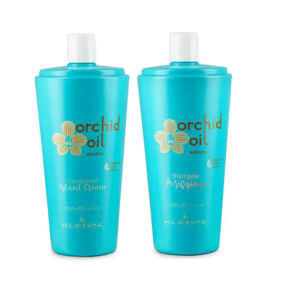 Набір для догляду за волоссям Kleral ORCHID OIL KERATIN: Шампунь PURIFYING 1000 мл + Кондиціонер 1000 мл