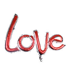 Фольговані надувні літери КНР "Love" червоні з срібним кантом, (110 х 47 см)