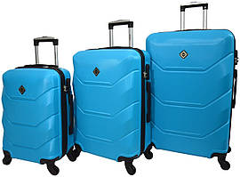 Набір валіз Bonro 2019 3 шт пластикові дорожні на колесах блакитний 10500303
