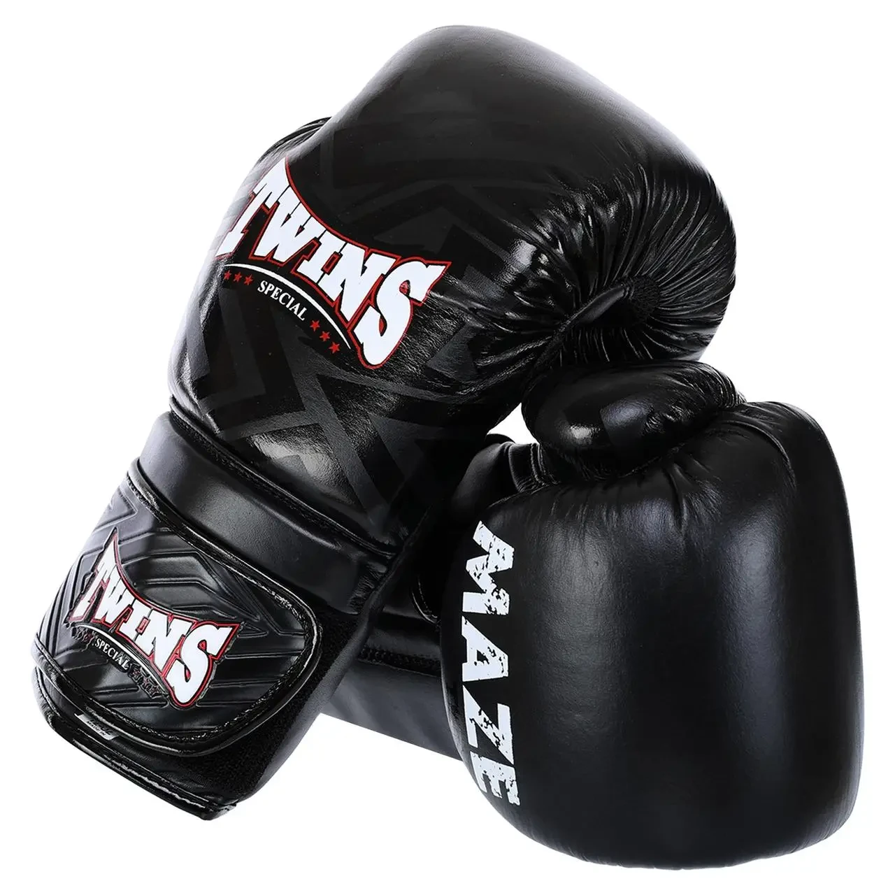 Боксерські рукавички TWINS MAZE BO-5067 14 унц чорні боксерські шкіряні рукавички, фото 1