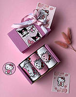 Набір шкарпеток для дівчаток Hello Kitty у подарунковій коробці 3 пари милих шкарпеток, розмір 35-40