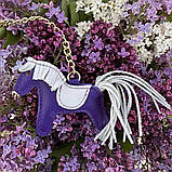 Шарм для сумки Конячка з натуральної шкіри 7841 Silver Taurus., фото 4