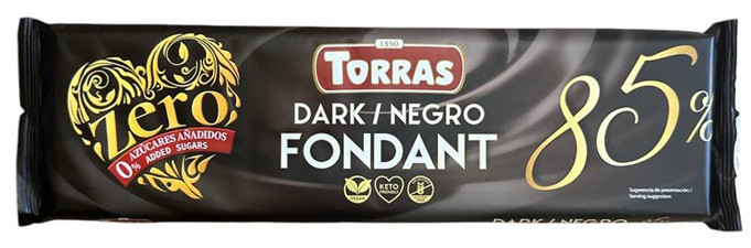 Шоколад Чорний без цукру Torras Dark Fondant Zero 85% какао 250 г Іспанія, фото 1