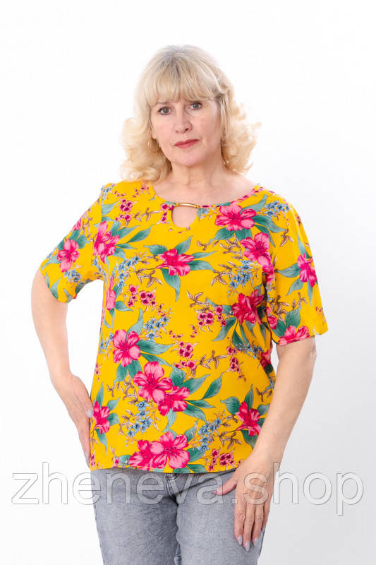 Оригінальна літня жіноча футболка з квітковим принтом, фото 1