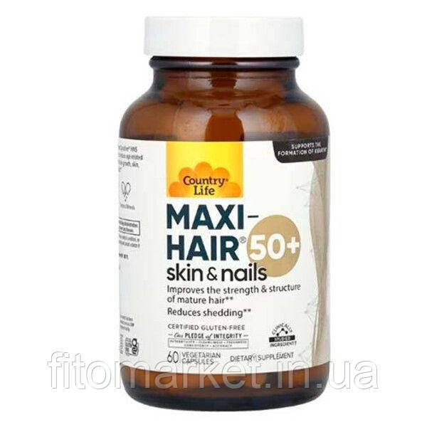 Комплекс вітамінів і мінералів для волосся MAXI HAIR 50+ ТМ Кантрі Лайф /Country Life 60 капсул