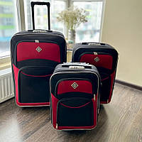 Набір валіз Bonro Style 3 шт текстильні дорожні на колесах чорно-вишневий 10010308