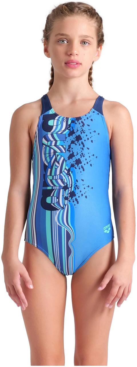 Купальник закритий для дівчат Arena PALETTE SWIMSUIT SWIM PRO BACK блакитний, синій Діт 164 см, фото 1