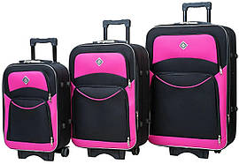 Набір валіз Bonro Style 3 шт текстильні дорожні на колесах чорно-рожевий 10010312