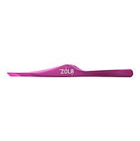 Пінцет для брів ZOLA Professional Tweezers Beveled Pink скошені кромки колір рожевий