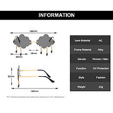 Іміджеві окуляри Хмарки блакитні RESTEQ — фігурні окуляри у формі хмарок з крапельками дощу, стильний аксесуар із захистом UV400, фото 4