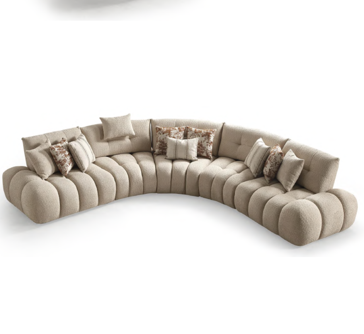 Кутовий овальний м'який тканинний диван Тео