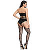 Колготки з відкритими стегнами зі стразами імітація панчіх з поясом, Чорного кольору, One Size, фото 3