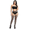 Колготки з відкритими стегнами зі стразами імітація панчіх з поясом, Чорного кольору, One Size, фото 5